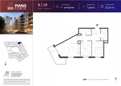 3 pokoje, apartament 62,29 m², piętro 1, oferta nr B.1.39, Piano Forte, Łódź, Śródmieście, ul. Stefana Jaracza 57