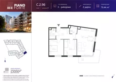 3 pokoje, mieszkanie 78,46 m², piętro 2, oferta nr C.2.96, Piano Forte, Łódź, Śródmieście, ul. Stefana Jaracza 57