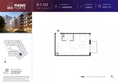 1 pokój, apartament 44,61 m², piętro 1, oferta nr D.1.122, Piano Forte, Łódź, Śródmieście, ul. Stefana Jaracza 57