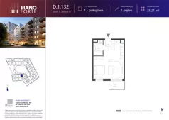 1 pokój, mieszkanie 35,23 m², piętro 1, oferta nr D.1.132, Piano Forte, Łódź, Śródmieście, ul. Stefana Jaracza 57