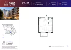 1 pokój, apartament 34,10 m², piętro 1, oferta nr D.1.134, Piano Forte, Łódź, Śródmieście, ul. Stefana Jaracza 57
