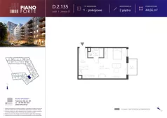1 pokój, mieszkanie 44,65 m², piętro 2, oferta nr D.2.135, Piano Forte, Łódź, Śródmieście, ul. Stefana Jaracza 57