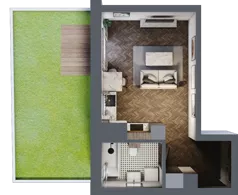 1 pokój, mieszkanie 29,14 m², parter, oferta nr A.0.03.1a, Atrium, Łódź, Polesie, Stare Polesie, ul. kpt. Stefana Pogonowskiego 44/46