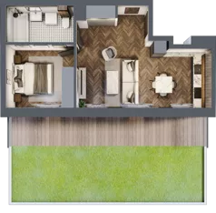 2 pokoje, mieszkanie 41,25 m², parter, oferta nr B.0.04.2a, Atrium, Łódź, Polesie, Stare Polesie, ul. kpt. Stefana Pogonowskiego 44/46