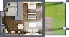 1 pokój, mieszkanie 34,02 m², parter, oferta nr B.0.10.1a, Atrium, Łódź, Polesie, Stare Polesie, ul. kpt. Stefana Pogonowskiego 44/46