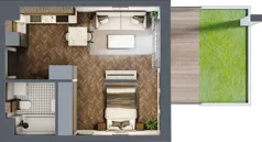 1 pokój, mieszkanie 35,39 m², parter, oferta nr B.0.13.1a, Atrium, Łódź, Polesie, Stare Polesie, ul. kpt. Stefana Pogonowskiego 44/46
