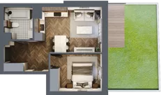 2 pokoje, mieszkanie 37,64 m², parter, oferta nr B.0.15.2a, Atrium, Łódź, Polesie, Stare Polesie, ul. kpt. Stefana Pogonowskiego 44/46