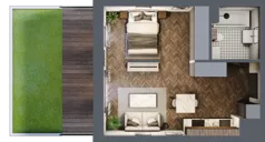 1 pokój, mieszkanie 35,19 m², parter, oferta nr B.0.18.1a, Atrium, Łódź, Polesie, Stare Polesie, ul. kpt. Stefana Pogonowskiego 44/46