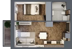 2 pokoje, mieszkanie 33,96 m², piętro 1, oferta nr A.1.16.2a, Atrium, Łódź, Polesie, Stare Polesie, ul. kpt. Stefana Pogonowskiego 44/46
