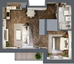1 pokój, mieszkanie 43,06 m², piętro 1, oferta nr B.1.21.1a, Atrium, Łódź, Polesie, Stare Polesie, ul. kpt. Stefana Pogonowskiego 44/46