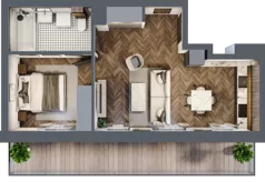 2 pokoje, mieszkanie 41,26 m², piętro 1, oferta nr B.1.23.2a, Atrium, Łódź, Polesie, Stare Polesie, ul. kpt. Stefana Pogonowskiego 44/46