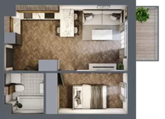 2 pokoje, mieszkanie 37,35 m², piętro 1, oferta nr B.1.30.2a, Atrium, Łódź, Polesie, Stare Polesie, ul. kpt. Stefana Pogonowskiego 44/46