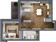 2 pokoje, mieszkanie 48,52 m², piętro 1, oferta nr B.1.36.2a, Atrium, Łódź, Polesie, Stare Polesie, ul. kpt. Stefana Pogonowskiego 44/46