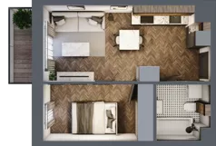 2 pokoje, mieszkanie 34,31 m², piętro 2, oferta nr A.2.30.2a, Atrium, Łódź, Polesie, Stare Polesie, ul. kpt. Stefana Pogonowskiego 44/46