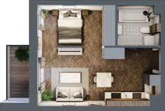 1 pokój, mieszkanie 34,98 m², piętro 2, oferta nr B.2.40.1a, Atrium, Łódź, Polesie, Stare Polesie, ul. kpt. Stefana Pogonowskiego 44/46