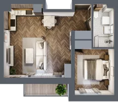 2 pokoje, mieszkanie 42,52 m², piętro 2, oferta nr B.2.41.2a, Atrium, Łódź, Polesie, Stare Polesie, ul. kpt. Stefana Pogonowskiego 44/46