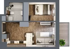 2 pokoje, mieszkanie 33,94 m², piętro 2, oferta nr B.2.49.2a, Atrium, Łódź, Polesie, Stare Polesie, ul. kpt. Stefana Pogonowskiego 44/46