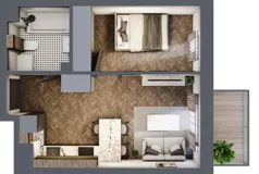 2 pokoje, mieszkanie 34,69 m², piętro 3, oferta nr A.3.42.2a, Atrium, Łódź, Polesie, Stare Polesie, ul. kpt. Stefana Pogonowskiego 44/46