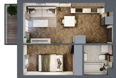 2 pokoje, mieszkanie 34,31 m², piętro 3, oferta nr A.3.46.2a, Atrium, Łódź, Polesie, Stare Polesie, ul. kpt. Stefana Pogonowskiego 44/46