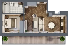 2 pokoje, mieszkanie 41,26 m², piętro 3, oferta nr B.3.63.2k, Atrium, Łódź, Polesie, Stare Polesie, ul. kpt. Stefana Pogonowskiego 44/46