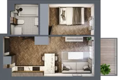 2 pokoje, mieszkanie 32,83 m², piętro 3, oferta nr B.3.71.2a, Atrium, Łódź, Polesie, Stare Polesie, ul. kpt. Stefana Pogonowskiego 44/46