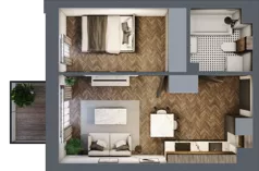 2 pokoje, mieszkanie 33,94 m², piętro 3, oferta nr B.3.78.2a, Atrium, Łódź, Polesie, Stare Polesie, ul. kpt. Stefana Pogonowskiego 44/46