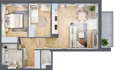 3 pokoje, mieszkanie 57,58 m², piętro 3, oferta nr E.3.23.3a, art.TEO - bud. E, F, Łódź, Polesie, Teofilów, ul. Kaczeńcowa 2B i 2C