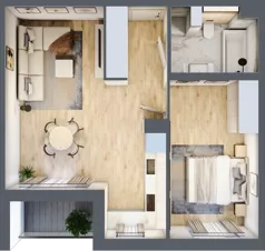 2 pokoje, mieszkanie 48,00 m², piętro 4, oferta nr E.4.26.2k, art.TEO - bud. E, F, Łódź, Polesie, Teofilów, ul. Kaczeńcowa 2B i 2C
