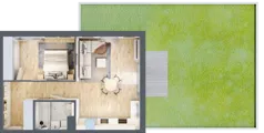 2 pokoje, mieszkanie 48,07 m², parter, oferta nr F.0.03.2k, art.TEO - bud. E, F, Łódź, Polesie, Teofilów, ul. Kaczeńcowa 2B i 2C