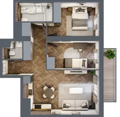 3 pokoje, mieszkanie 56,33 m², piętro 2, oferta nr B2.2.50.3a, Junique I.II, Poznań, Grunwald, Junikowo, ul. Miśnieńska 38, 39, 43