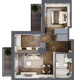 2 pokoje, mieszkanie 41,66 m², piętro 4, oferta nr B1.4.30.2k, Junique I.II, Poznań, Grunwald, Junikowo, ul. Miśnieńska 38, 39, 43