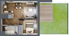 2 pokoje, mieszkanie 33,25 m², parter, oferta nr B2.0.33.2a, Junique I.II, Poznań, Grunwald, Junikowo, ul. Miśnieńska 38, 39, 43
