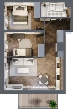 3 pokoje, mieszkanie 51,46 m², piętro 1, oferta nr B2.1.41.3a, Junique I.II, Poznań, Grunwald, Junikowo, ul. Miśnieńska 38, 39, 43