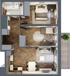3 pokoje, mieszkanie 53,44 m², piętro 1, oferta nr C2.1.35.3a, Junique I.II, Poznań, Grunwald, Junikowo, ul. Miśnieńska 38, 39, 43