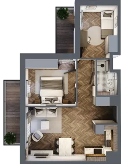 3 pokoje, mieszkanie 48,10 m², piętro 2, oferta nr C1.2.09.3a, Junique I.II, Poznań, Grunwald, Junikowo, ul. Miśnieńska 38, 39, 43