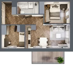 3 pokoje, mieszkanie 45,85 m², piętro 1, oferta nr C2.1.36.3a, Junique I.II, Poznań, Grunwald, Junikowo, ul. Miśnieńska 38, 39, 43