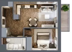 2 pokoje, mieszkanie 36,73 m², piętro 1, oferta nr C1.1.06.2a, Junique I.II, Poznań, Grunwald, Junikowo, ul. Miśnieńska 38, 39, 43