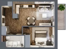 2 pokoje, mieszkanie 36,73 m², piętro 2, oferta nr C1.2.14.2a, Junique I.II, Poznań, Grunwald, Junikowo, ul. Miśnieńska 38, 39, 43