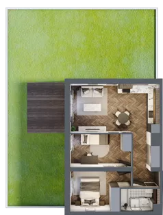 3 pokoje, mieszkanie 50,62 m², parter, oferta nr D1.0.02.3a, Junique I.II, Poznań, Grunwald, Junikowo, ul. Miśnieńska 38, 39, 43