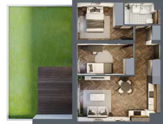 3 pokoje, mieszkanie 50,67 m², parter, oferta nr D1.0.01.3a, Junique I.II, Poznań, Grunwald, Junikowo, ul. Miśnieńska 38, 39, 43