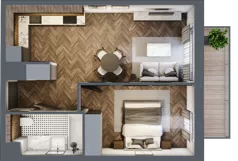 2 pokoje, mieszkanie 39,95 m², piętro 3, oferta nr D1.3.36.2a, Junique I.II, Poznań, Grunwald, Junikowo, ul. Miśnieńska 38, 39, 43