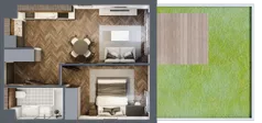 2 pokoje, mieszkanie 33,42 m², piętro 3, oferta nr B2.3.51.2a, Junique I.II, Poznań, Grunwald, Junikowo, ul. Miśnieńska 38, 39, 43
