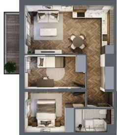 3 pokoje, mieszkanie 50,91 m², piętro 3, oferta nr D1.3.32.3a, Junique I.II, Poznań, Grunwald, Junikowo, ul. Miśnieńska 38, 39, 43
