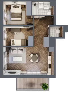 3 pokoje, mieszkanie 52,18 m², piętro 2, oferta nr D1.2.29.3a, Junique I.II, Poznań, Grunwald, Junikowo, ul. Miśnieńska 38, 39, 43