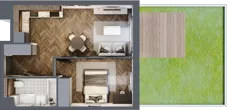 2 pokoje, mieszkanie 33,42 m², piętro 3, oferta nr B2.3.51.2a, Junique I.II, Poznań, Grunwald, Junikowo, ul. Miśnieńska 38, 39, 43