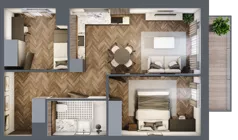 3 pokoje, mieszkanie 49,13 m², piętro 2, oferta nr D1.2.23.3a, Junique I.II, Poznań, Grunwald, Junikowo, ul. Miśnieńska 38, 39, 43