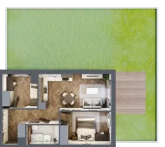 3 pokoje, mieszkanie 46,95 m², piętro 2, oferta nr B2.2.46.3a, Junique I.II, Poznań, Grunwald, Junikowo, ul. Miśnieńska 38, 39, 43