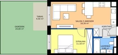 2 pokoje, mieszkanie 36,38 m², parter, oferta nr G.0.06.2a, art.TEO - bud. G, H, Łódź, Polesie, Teofilów, ul. Kaczeńcowa