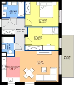 3 pokoje, mieszkanie 64,14 m², piętro 1, oferta nr G.1.16.3k, art.TEO - bud. G, H, Łódź, Polesie, Teofilów, ul. Kaczeńcowa