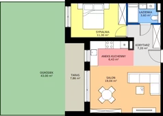 2 pokoje, mieszkanie 47,57 m², parter, oferta nr G.0.05.2k, art.TEO - bud. G, H, Łódź, Polesie, Teofilów, ul. Kaczeńcowa